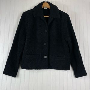 Eileen Fisher Women's Vintage Black Fuzzy Textured Sweater Jacket Sz M